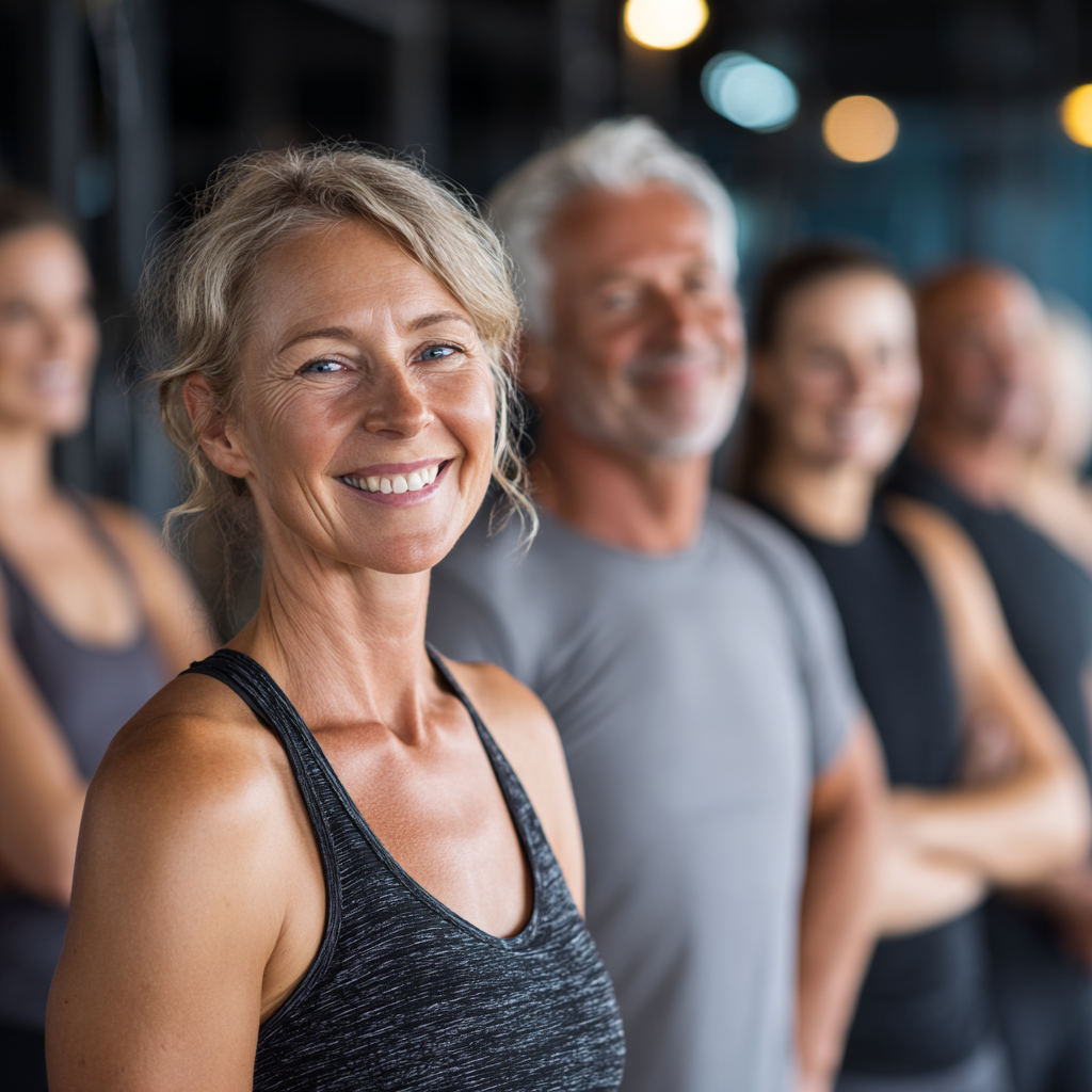 Ukrainian healthcare specialist in professional attire discussing wellness approaches with diverse adult clients in a modern consultation room